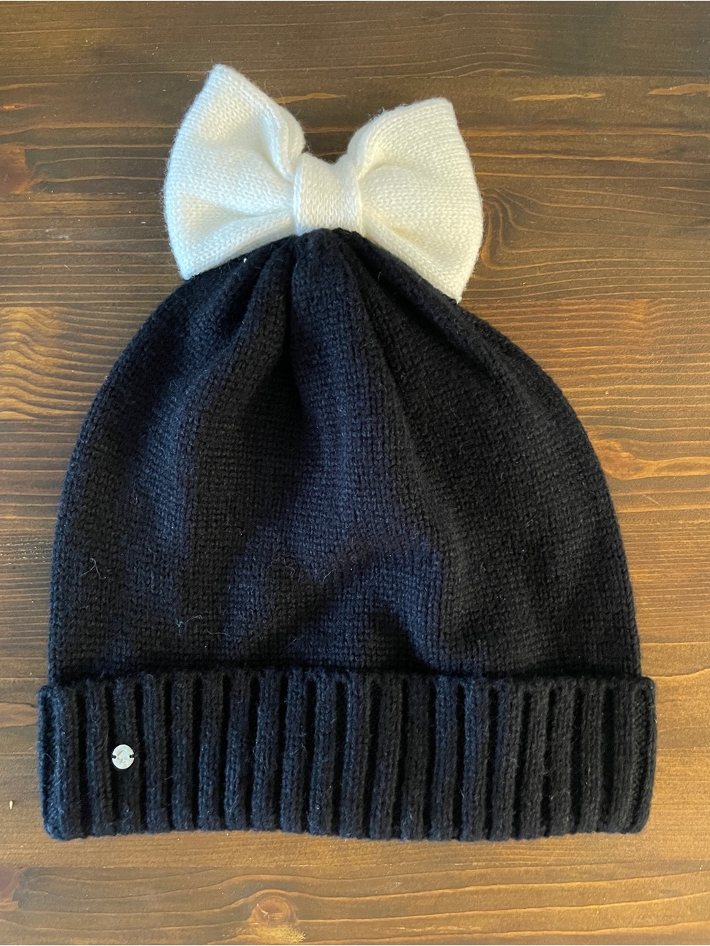 Kate Spade New York Black & White Colorblock Bow Wool Blend Knit